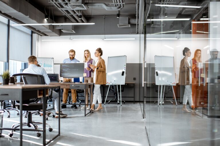 People working in the modern office